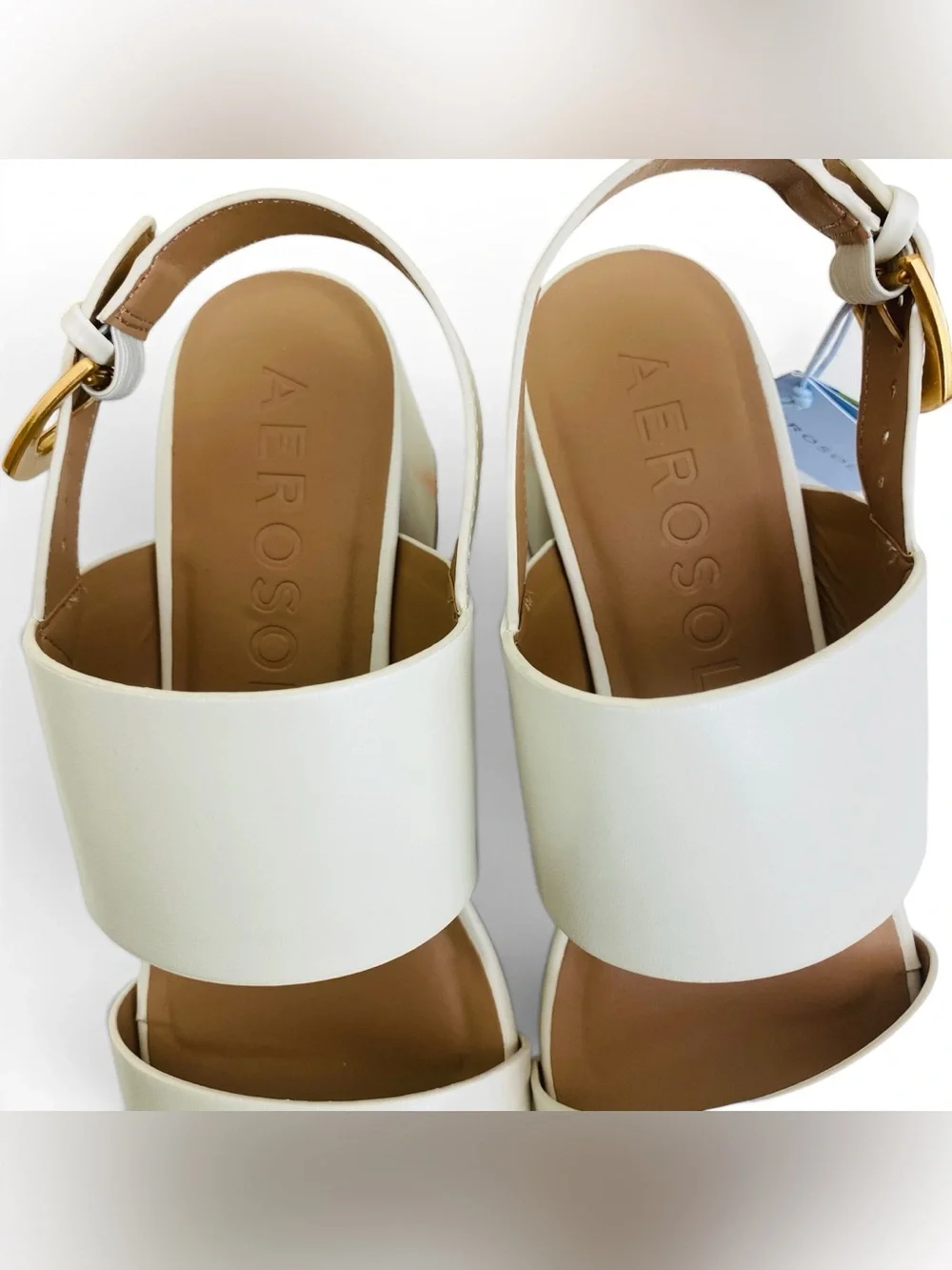 AEROSOLES Camilia Platform Sandals Sz 9M Minimalist Chunky Block Heel